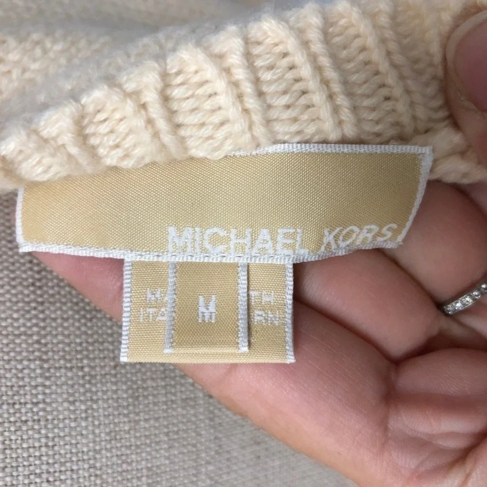 Michael Kors Shrug Womens Medium Cream 100% Cashmere Bolero Old Money Neutral
